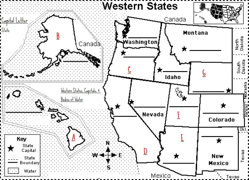 Us Western Region States And Capitals